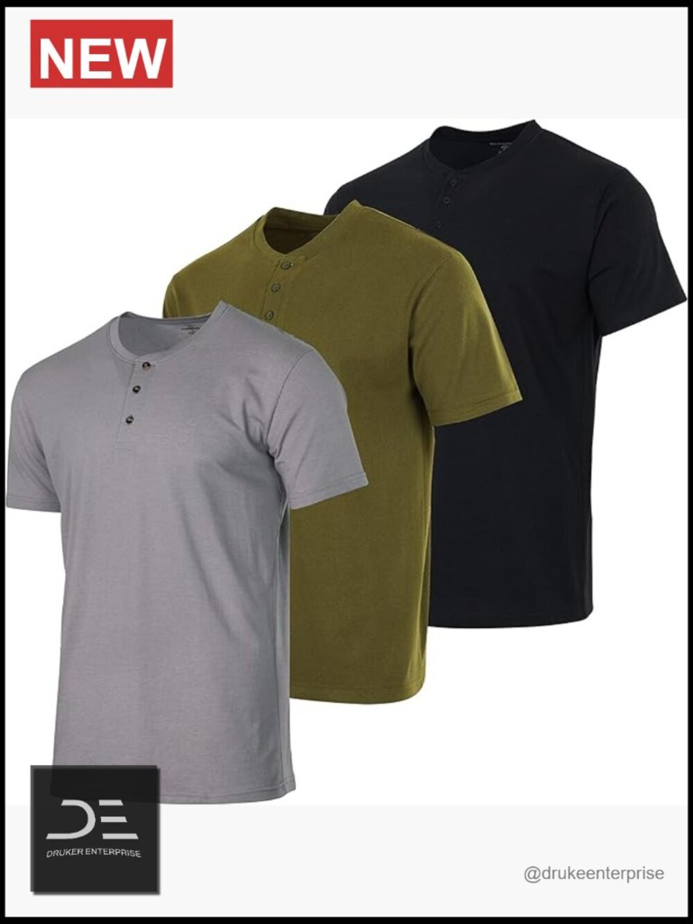 Men's Cotton Short Sleeve Henley T-Shirt Multipack - Casual Work Activewear Tee